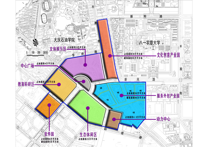 大庆服务外包园区规划建设功能分区图