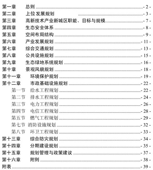 高新区总体规划目录