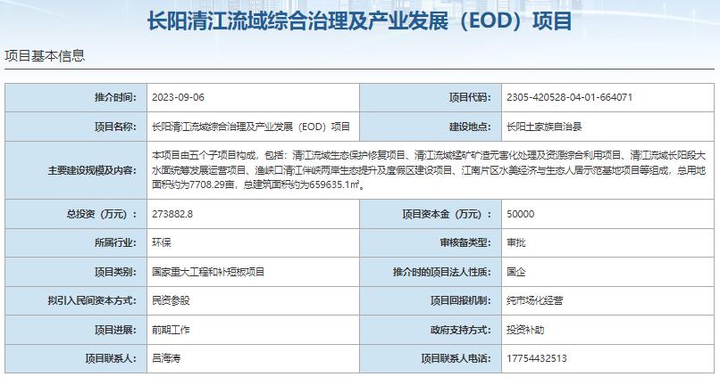 8大EOD项目总投资超140亿元  项目资本金超28亿元