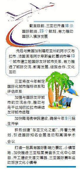 三亚将力开发国际旅游市场 促进旅游产业转型升级