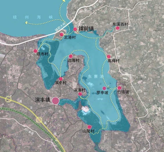 东寨港内海水上休闲游线规划示意图