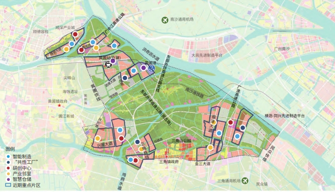 中山北部产业园总体用地方案与重点项目布局图