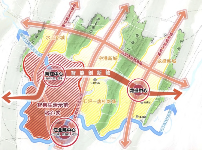 重庆市两江新区总体空间格局图